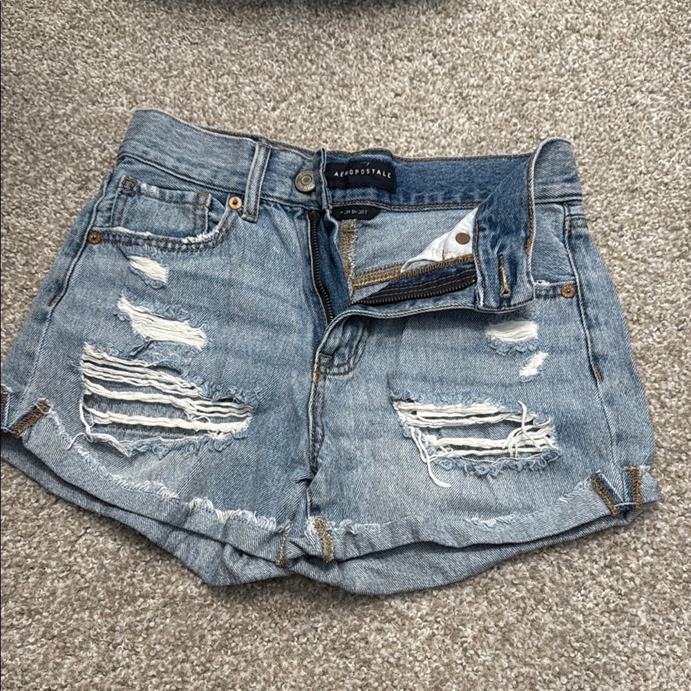 Aeropostale Blue Distressed Jean Shorts